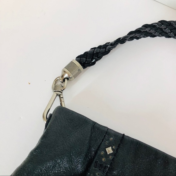 The Sak Black Leather Purse Silver Studs Hobo - Picture 4 of 8